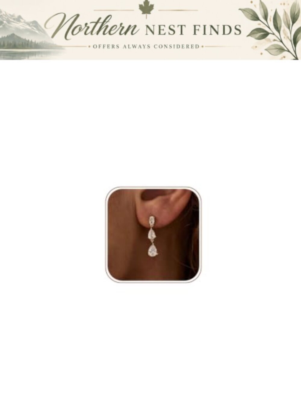 14K Gold Plated Teardrop Dangle Earrings with Cubic Zirconia for Wedding Bridal